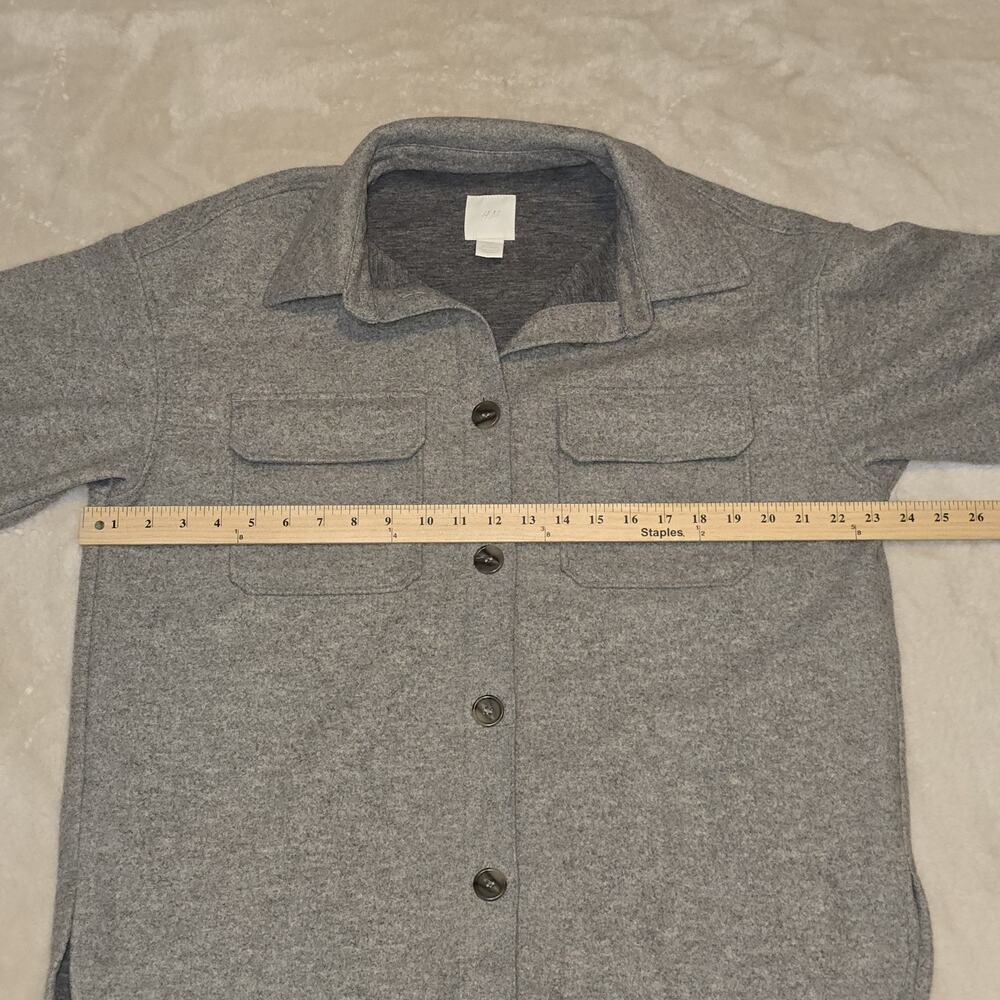H&M Gray Button Up Overshirt Shacket Jacket Men’s Small Relaxed Fit Long Sleeve - Picture 7 of 13